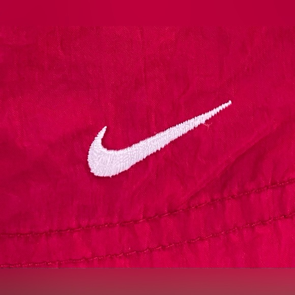VTG 90s Nike Embroidered Swoosh Windbreaker Fuchsia Shorts W/ Pockets Men Medium - Picture 2 of 6